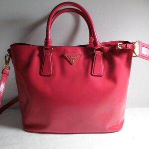 Prada Galleria Tote Bag Saffiano Leather Cherry Red Shoulder Bag Top Handle